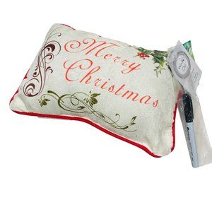 Merry Christmas Postcard Reversible Write On Personalize It Holiday Word Pillow